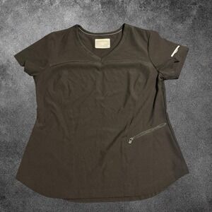 Skechers Scrub Top‎ Womens Large Black Stretch Medical Uniform Nurse Workwear